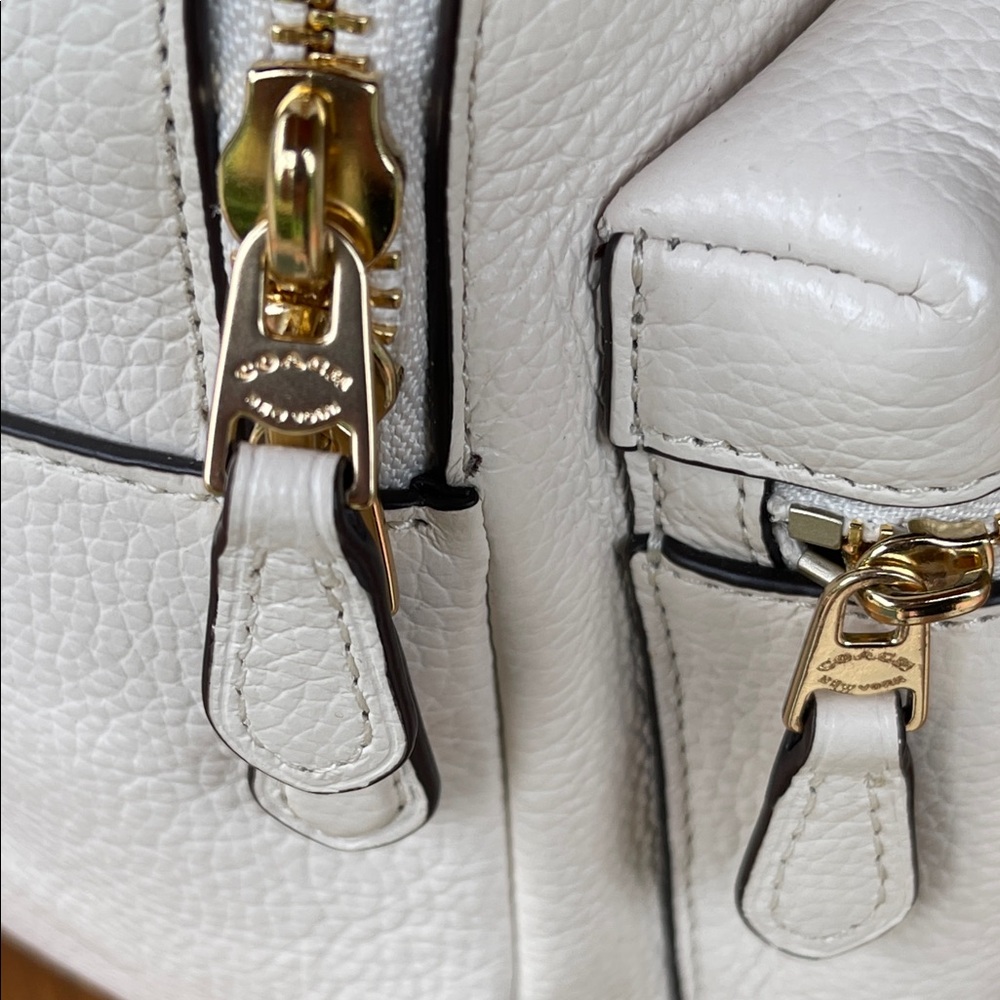 Coach White Pebbled Leather Mini Backpack with Gold Hardware - Picture 10 of 12